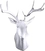 Notakia Wall Charmers Large White Faux Deer Head Faux Taxidermy Animal Head Wall Decor - Handmade Farmhouse Decor - Rustic Wall Decor Deer Antlers Large White Deer