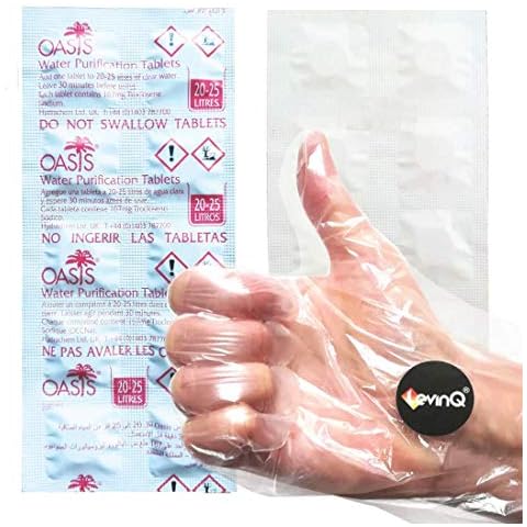 LevinQ Wasserreinigungstabletten für Trinkwasser und Rudergerat mit Wassertank 10X Chlortabletten Handschuhe, Gegen Algen Cover