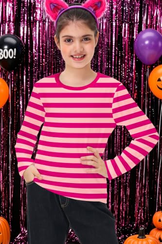 Image of Remimi Kids Striped Shirts Long Sleeve Boys Girls Crew Neck Holiday Tshirts 3-14 Years