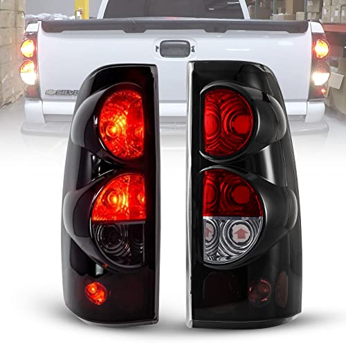 AUTOWIKI Tail Lights For 1999-2006 Chevy Silverado 1500 2500 3500/1999-2002 GMC Sierra Black Smoke Lens Tail Lights 1 Pair Rear Lamps Replacement