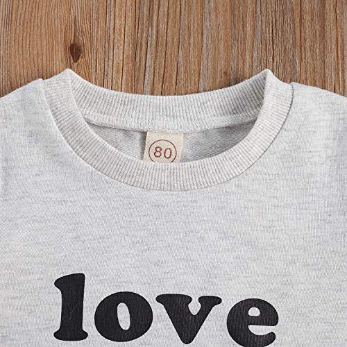 image for HILH Toddler Baby Boy Girl Crewneck Sweatshirt Top Newborn Love You Mo