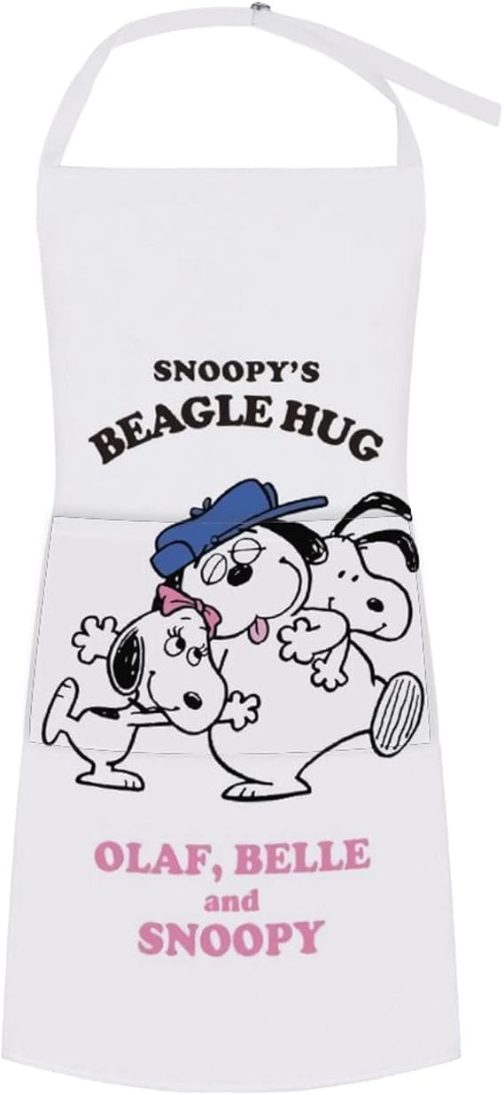 Amazon Co Jp オラフ スヌーピー エプロン H型 カフェエプロン 大容量ポケット 首掛け 丈短い 動きやすい 男女共用 調節可能 調節可能 仕事 保育士 家庭用 おしゃれ かわいい 人気 キャラクター ホーム キッチン