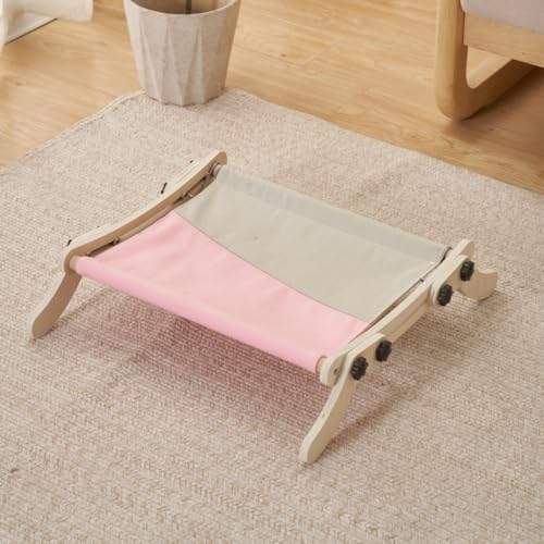Uneeruiqy Cat Window Hammock, Cat Sill Window Perch, Sturdy Cat Hammock Window Seat with Wood & Metal Frame, Steady Sturdy Adjustable Cat Bed Providing, Space Saving