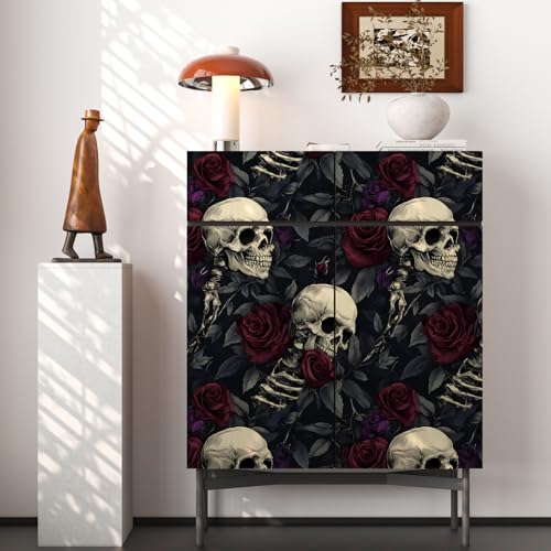 VOLEAAR Dark Gothic Skull Rose Floral Peel and Stick Wallpaper 17.5" x 118" by VOLEAAR - Used condition - Image 6