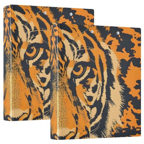 Image of 3 Ring Binder Tiger Orange Head 1.5 inch Binders Three Ring Binders with Clipboard Fit 8.5'' x 11'' Paper 3 Interior PVC Clear Pockets for Office Supplies