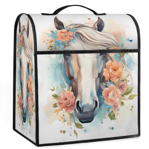 Coffee Maker Cover Watercolor Flower Horse Kitchen Appliance Covers Small Appliance Covers Blender Cover Juicer Cover Dust Covers for Kitchen Appliances with Top Handle and Pockets,Washable,B230