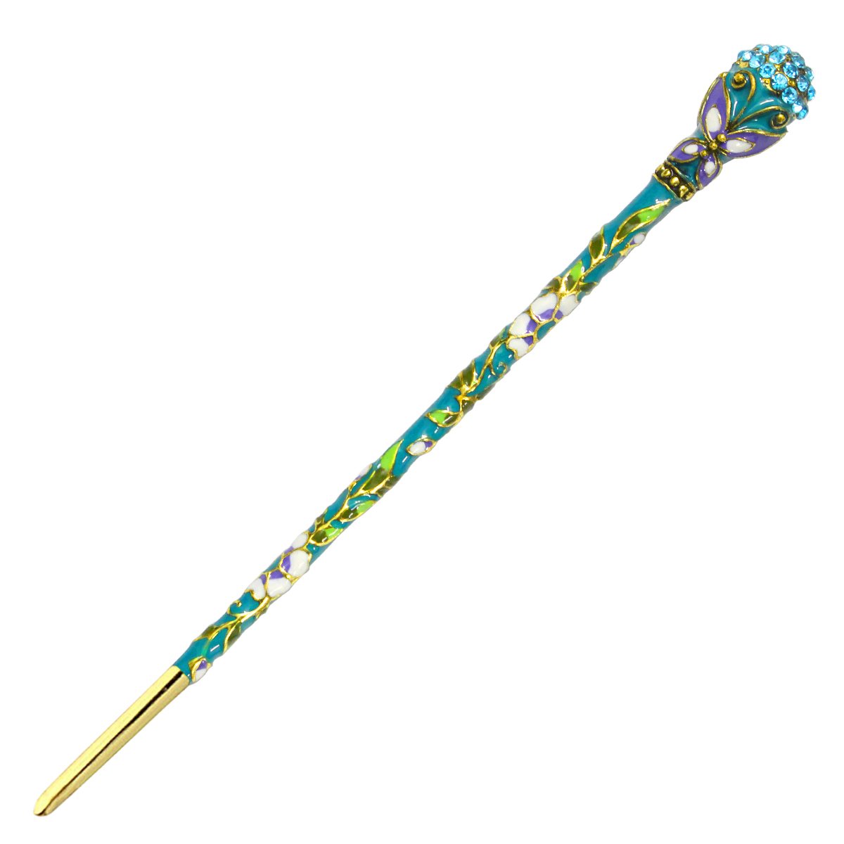 Fashion & Lifestyle 2 Count Hair Decor Chinese Traditional Style Hair Sticks Shawl Pins Picks Pics Forks for Women Girls Hair Updo Making Accessory 6" with Butterfly, Blue Green image 4
