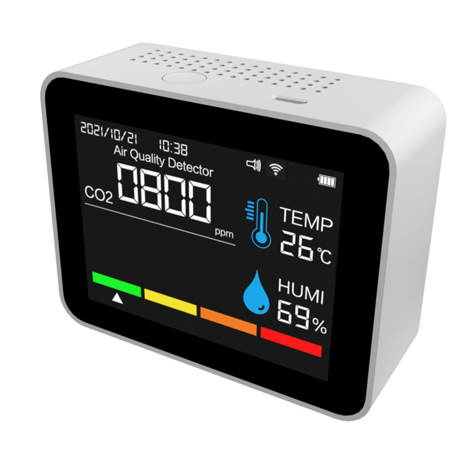 Fockety Monitor de Calidad del Aire, Detector de CO2 con Alertas de Color