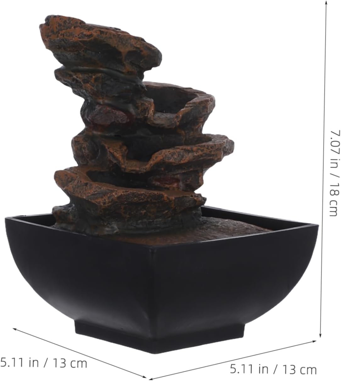 ERINGOGO Mini Zen Tabletop Water Fountain with LED Light and Natural Waterfall Sound Indoor Relaxation Decor for Office and Home Small Water Feature for Meditation