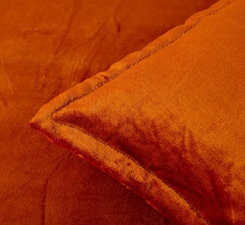 Image of Sands Premium Ultra Soft Woollen Pillow Cover Set of 2 for Winter with Zipper Closure, Cozy Pillow Case Perfect for Warmth, Flannel Warm Pillowcases, King size-18X28 Inches (Orange)
