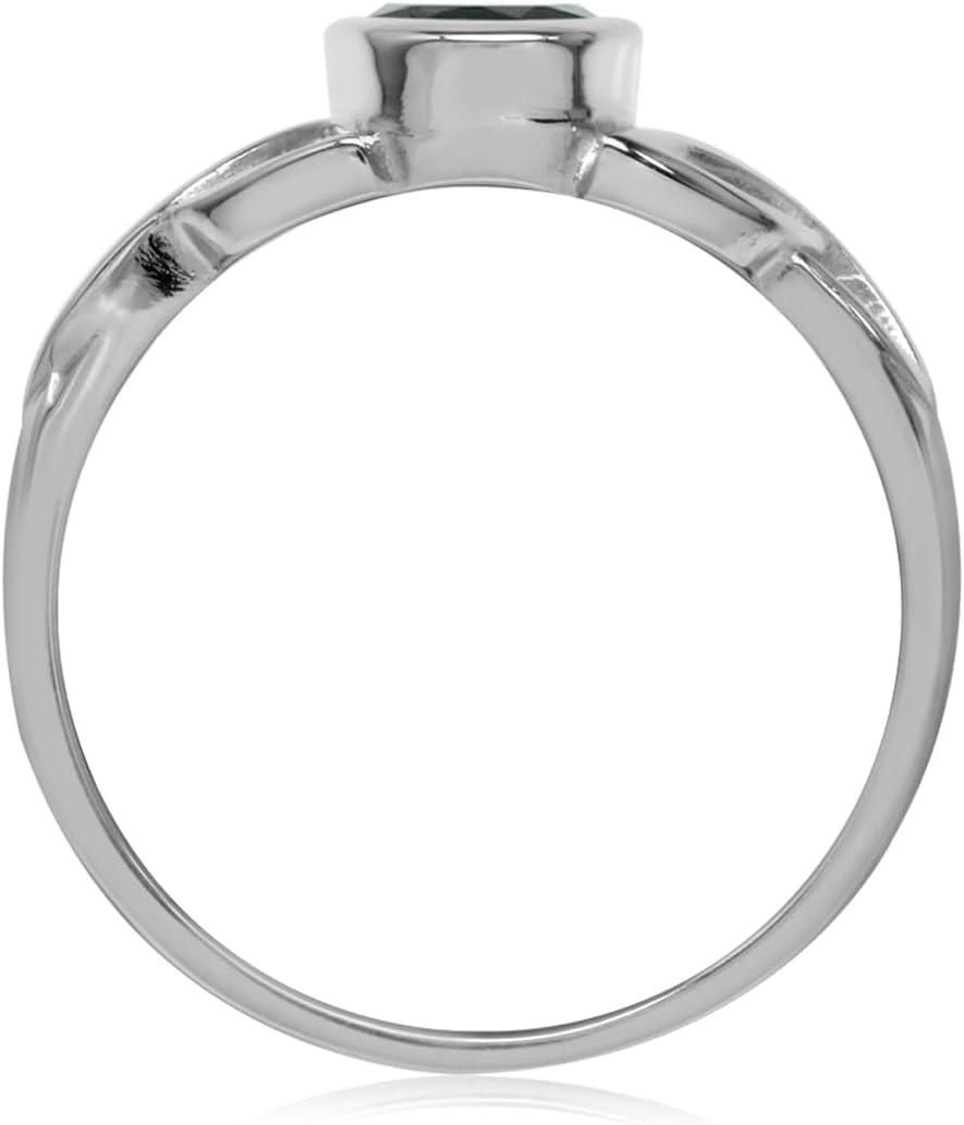 Silvershake 7x5MM Oval Shape Birthstone Gemstone White Gold Plated or 18K Yellow Gold Plated 925 Sterling Silver Triquetra Trinity Celtic Knot Solitaire Ring Jewelry for Women