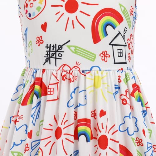 ODOLDI Kids Girls Back to School Dress Peter Pan Collar Ruffle Dress Casual Sundress for School Party 3-7 Years3