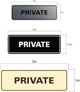 Standard Private Door/Wall Sign - Black - Small (2 Pack)