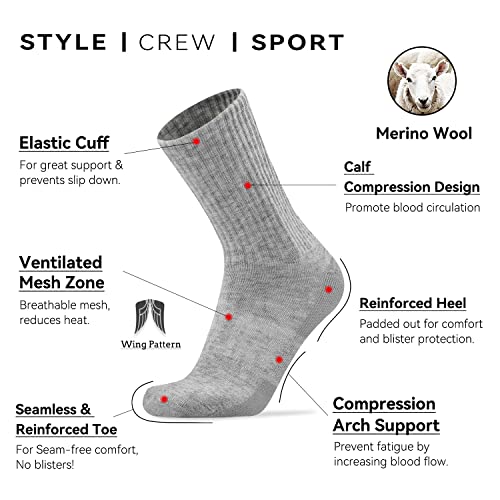 Image of Busy Socks 3 Pack Men's Merino Wool Hiking Crew Socks Womens Warm Thick Cushioned Outdoor Athletic Socks for Walking Running