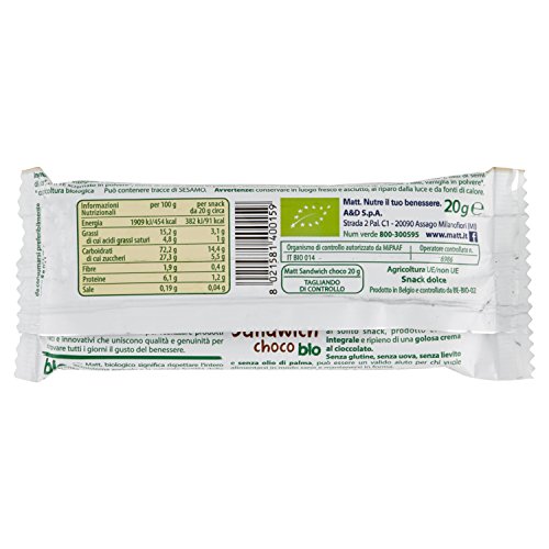 Matt Snacksnello Sandwich Nocciola Bio - 6 pezzi