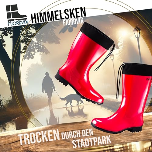 Fjordvik Himmelsken Gummistiefel | Pflegeleicht und langlebig | Perfekt für Hundespaziergänge bei Regen | Farbe: SCF rot, Gr.:43 / UK 9