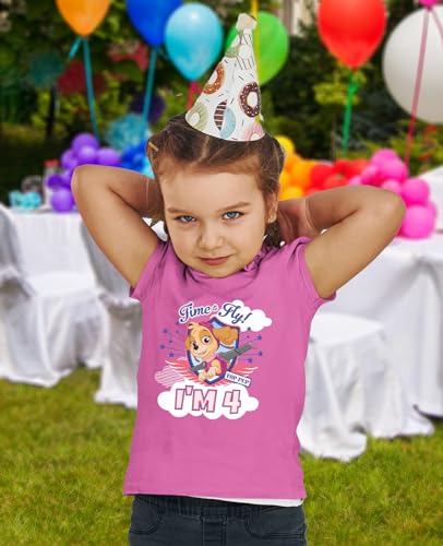 Paw Patrol Skye 4th Birthday Girls Fitted Shirt - Cute Pink Tee and Fun Party Gift for 4-Year-Olds3