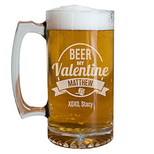 GiftsForYouNow Engraved Beer My Valentine Glass Mug