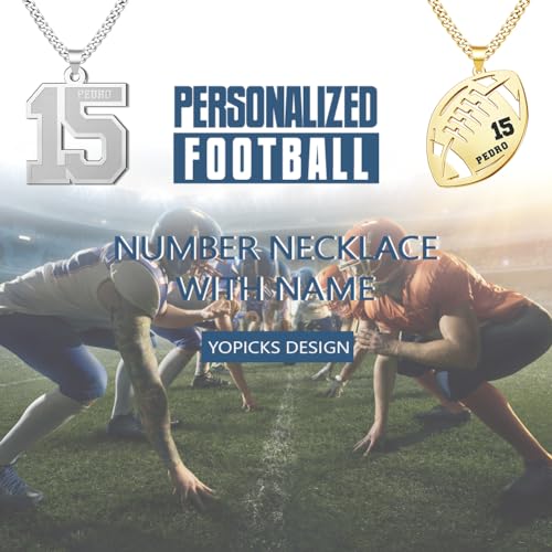 Yopicks Custom Number Necklace for Men, 18K Gold Plated Football Baseball Basketball Volleyball Jersey Number Necklace 00-99 with Custom Chain, Personalized Gifts for Boyfriend Men3