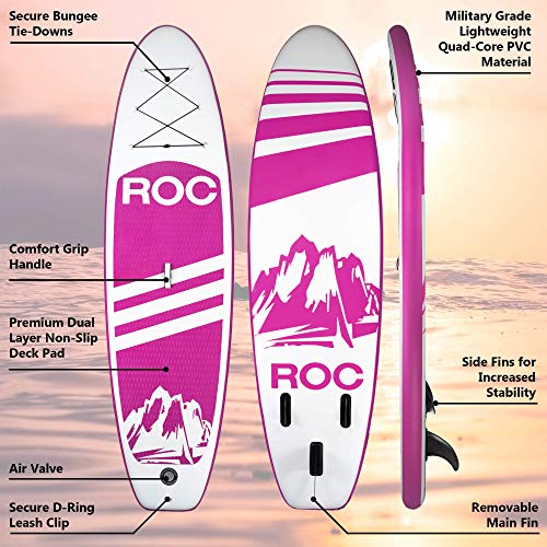 Image of Roc Inflatable Stand Up Paddle Board 10' 6 inch with Premium SUP Paddle Board Accessories, Wide Stable Design, Non-Slip Comfort Deck for Youth & Adults