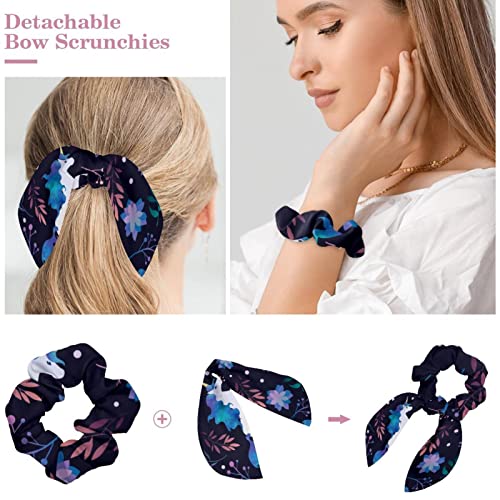 Lot de 6 chouchous ruban bleu trèfle pour queue de cheval femme