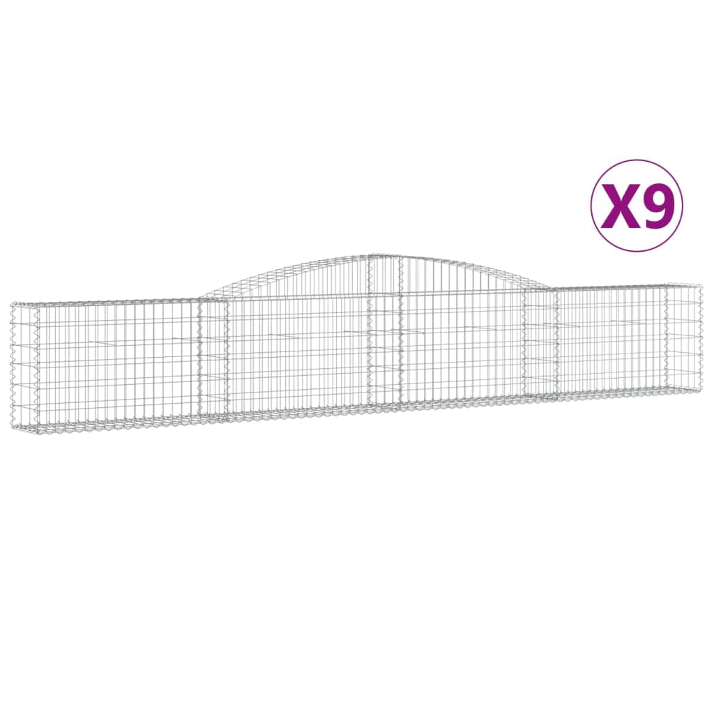 Kosze gabionowe łuki 9 szt. 400x30x60/80 cm żelazo ocynkowane | Drut 3,5 mm, wzmocnione haczyki, ogrodzenie ogrodowe, podpora ścienna, do użytku zewnętrznego