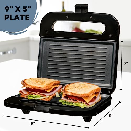 Ovente Electric Panini Press Grill With Nonstick Plates, Led Indicator Lights, Thermostat Control, Cool Touch Handle, Compact Sandwich Maker Perfect For Cooking Breakfast, Snacks & More, Black Gp0401B #TOP5