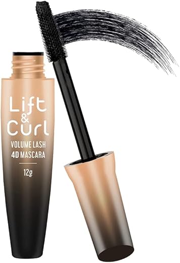 Swiss Beauty Lift & Curl Volume Lash 4D Mascara, Water-Resistant & Smudge-Proof | Volumising & Lengthning Mascara for Eyes | Jet Black Colour | Lightweight| 12gm