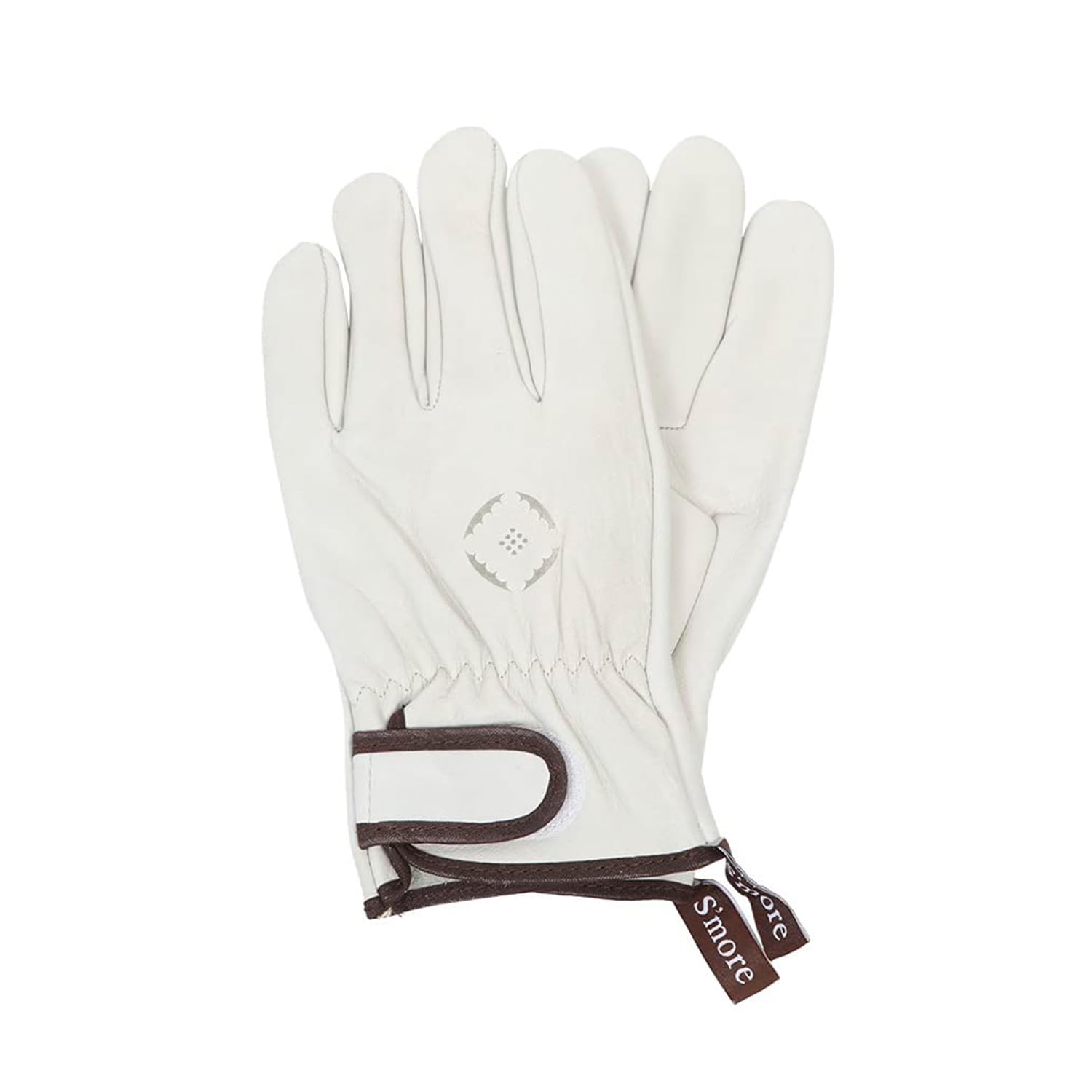 S'more Guantes de trabajo de cuero para hombres y mujeres, guantes de trabajo de cuero vacuno con cierre de muñeca, resistentes al calor, resistentes a pinchazos y cortes, camping, patio, construcción