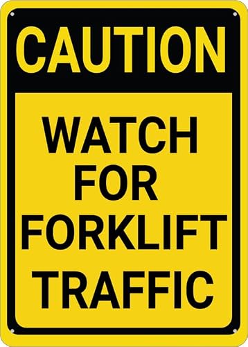 Caution Watch For Forklift Traffic (Vertical) Aluminum Metal Sign 12"x8" UV Ink Printed For Home/Business Use