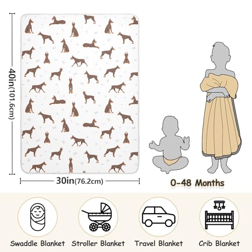 Image of Doberman Pinscher Dogs Baby Swaddle Blanket for Boys and Girls, Muslin Baby Receiving Swaddle Blanket, Soft Cotton Nursery Swaddling Blankets for Newborn Toddler Infant