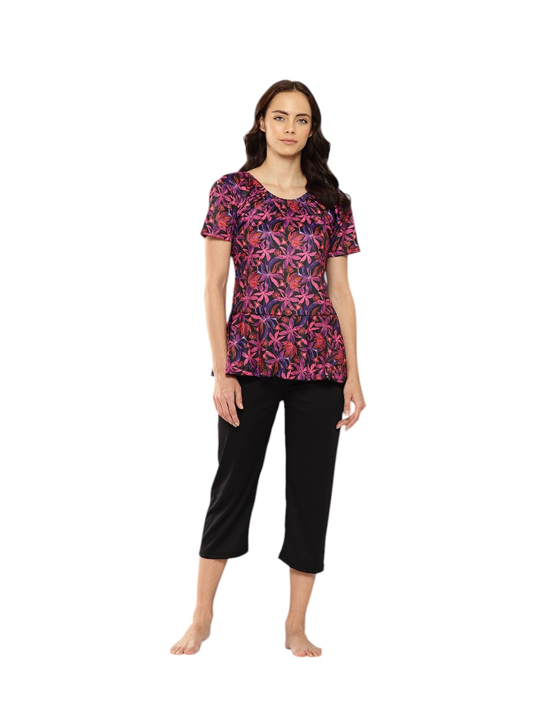 aarika Womens Sports Wear Rani-Balck Colour Floral Print Nylon Swim Suit-(XS-4XL)-(SW-W-SHM-C-1120-RANI-34)-picture-10