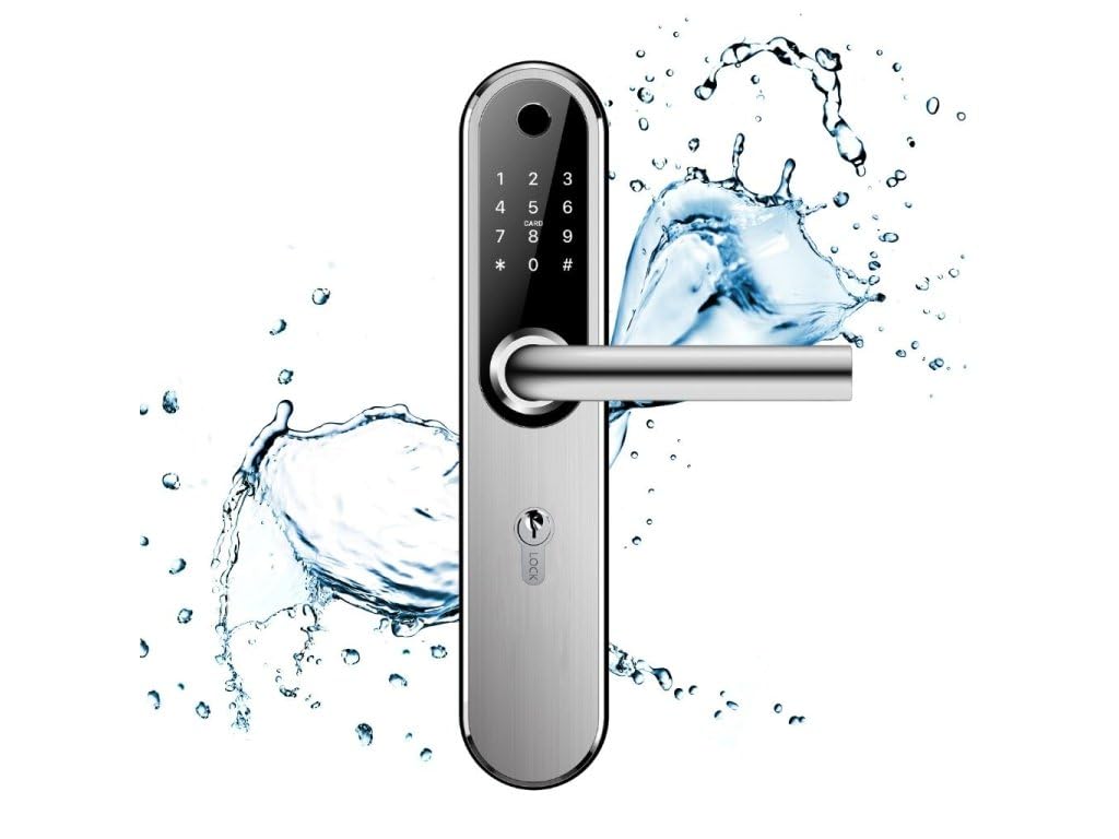 BOT TTLock H1W - Cerradura electrónica para puerta (72 mm, resistente al agua, huellas dactilares, Bluetooth, función inteligente)