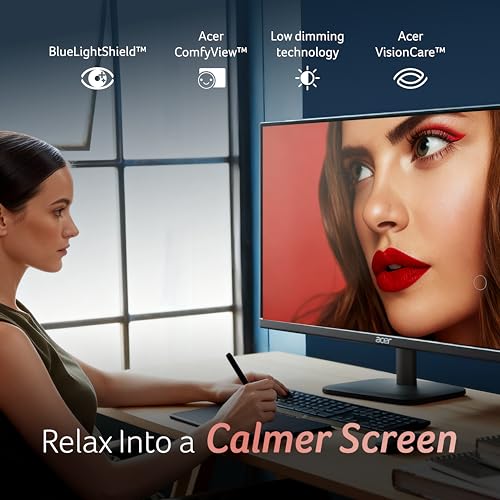 Acer EK220Q J0 21.5 Inch Full HD VA Panel Monitor | 120Hz Refresh | 1ms VRB | AdaptiveSync | sRGB 99% | Flicker-Less & BlueLightShield | ZeroFrame | HDMI + VGA | Tilt Adjustable I Eye Care | Black — photo 6