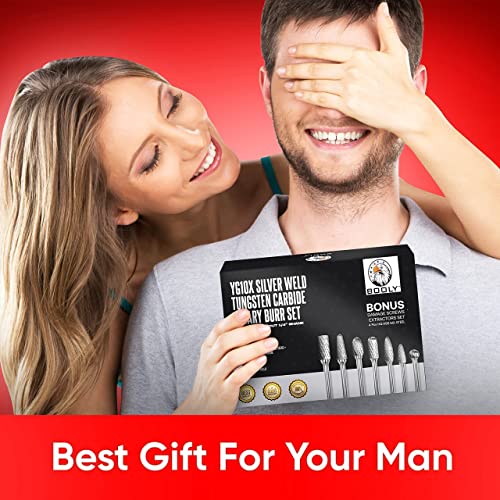 Premium–Grade Die Grinder Bits Tungsten Carbide Burr Set 1/4" Shank 10Pc Double Cut Rotary Files Milwaukee Dewalt Accessories Drill Bits For Metal Grinding Cutting Burrs + Gifts 4Pc M2 Screw Extractor #TOP2