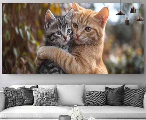 Diamond painting couple de chats broderie kit complet 5D en strass 40x120cm