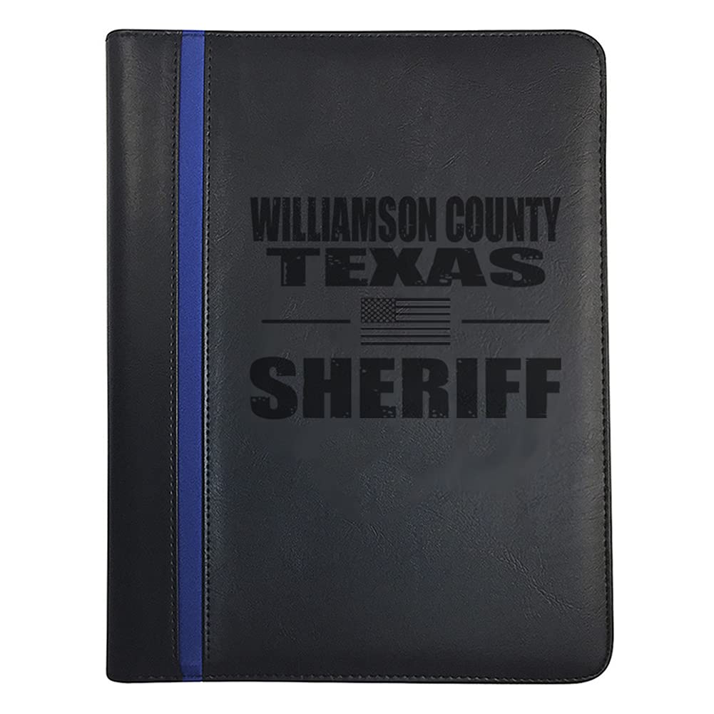 Texas Williamson County All Counties Deputy Sheriff Padfolio Notepad Holder - Thin Blue Line Portfolio with Deputy Sheriff Prayer Print & 3 Police Laptop Stickers and a Police Car Magnet