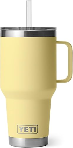 Miniatura 315 de YETI Rambler - Vaso de viaje con asa y tapa con popote, 35 onzas, vaso de agua de viaje, con asa, acero inoxidable, color blanco