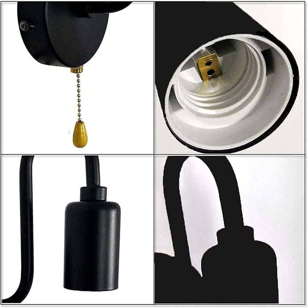 Kinkiet Wewnętrzny Z Przełącznikiem, Loft Metal Retro Kinkiety Przemysłowe E27 Kinkiety Ścienne Mosiężna Głowica Lampa Ścienna, Światło Led, Kawa