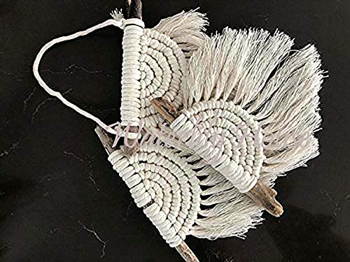 Image of Waterlily House -02 Pcs Macrame Woven Wall Hanging Small Decor Boho Chic Bohemian Home Geometric Art Decor - Beautiful Apartment Dorm Room Decoration,(Size - 20 x 33cm). (Pattern - C, Wall Hanging)