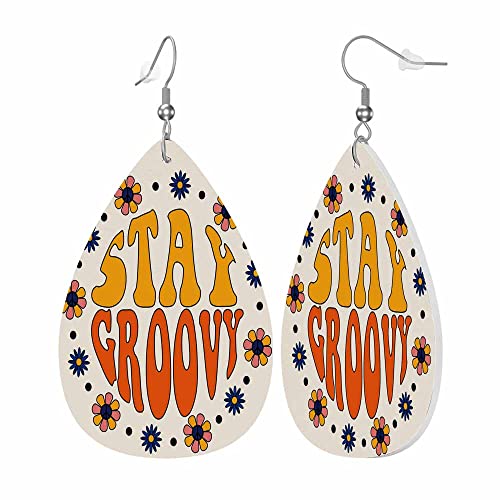 Leather Earrings for Women Teardrop Double-Sided Dangle Lightweight Leaf Earrings2