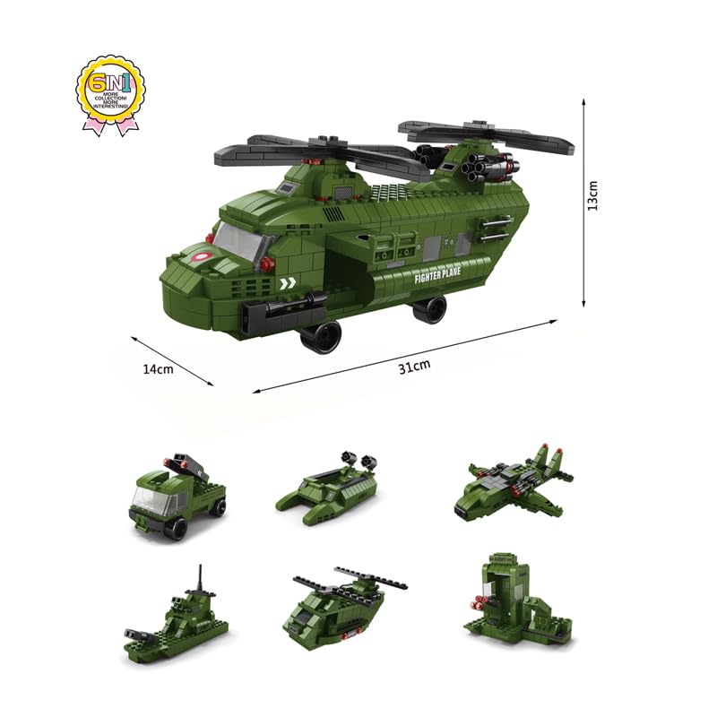 Image of SKY LINE OCEAN 6-in-1 Military Aircraft Building Block Set Toys | STEAM Educational Kit for Kids | Fighter Jets, Bombers (1000+ Pcs) | Birthday Gift for Boys & Girls | 6 Months Structural Warranty