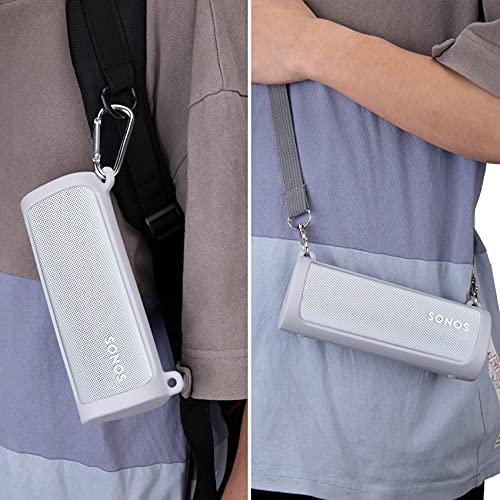 Khanka Siliconen hoesje voor Sonos Roam/Roam SL draagbare draadloze luidspreker, met schouderriem en karabijnhaak… - Image 6