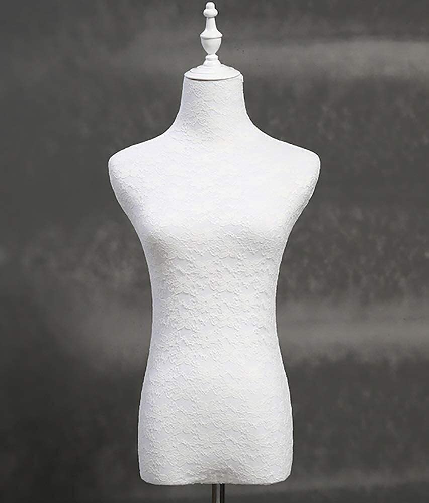 Manekin krawcy manekin sukienka damski manekin 125-178 cm regulowana wysokość tułowia, biała koronka manekin stojak na ubrania, krawcowe projektant mody model sukienka, bez ramion, M