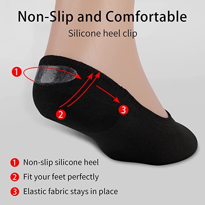 Image of Santosh Enterprises Unisex Ankle Socks No Show Socks, Loafer Sneakers Low Cut Cotton Black Grey Socks With Non Slip Grips (Free Size)