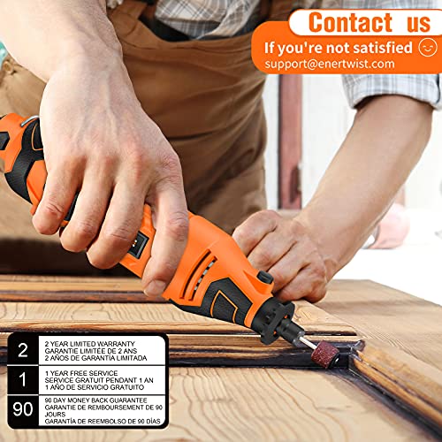 Enertwist 135W Rotary Tool Kit, 7 Variable Speeds W/Flex Shaft, 63Pcs Multiuse Accessories In Carry Case For Cutting,Grinding,Sanding,Polishing,Wood Caving&Engraving, Perfect For Home Diy & Crafting #TOP7