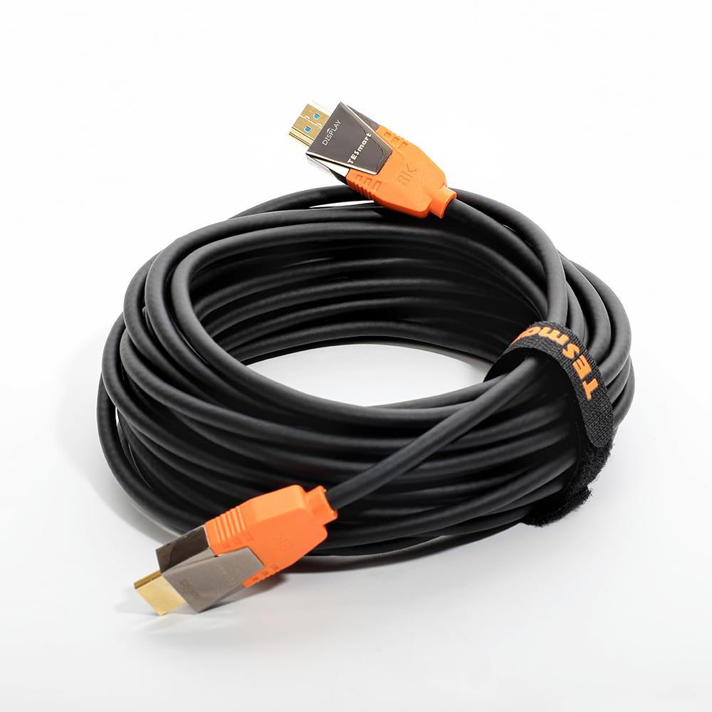 TESmart Pack KVM HDMI+DP 8K@60Hz 2 PC 3 Moniteurs + Câble HDMI 2.1 Fibre Optique 10 m, 48 Gbit/s, 4K@144Hz, USB 3.0, EDID, Réseau Gigabit, HDCP 2.3