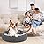 JOEJOY Round Dog Bed Calming Donut Cuddler Pet Bed for Large Medium Small Dogs, Warm Puppy Hooded Dog Cave Bed Cat Bed Medium Washable with Breathable Fluff, Fits Up To 25/30lbs Pets