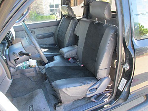 Durafit Seat Covers, Made To Fit 1995-2000 Tacoma 60/40 Split Bench Custom Seat Covers. Charcoal Automotive Leatherette With Black Velour Inserts #TOP28