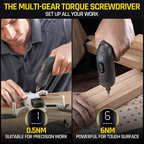 Fanttik L1 Pro Cordless Screwdriver, Electric Screwdriver Set with 14 Bits, Digital Screen, Li-ion 2000mAh, 1/4''Hex, 6 Torque Settings 0.5-6 N.m, Variable Speed, Front LED-Grey